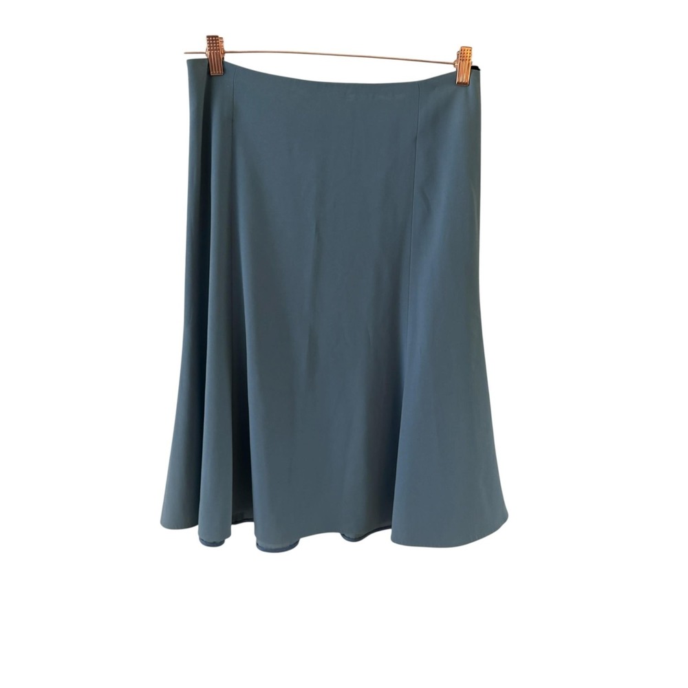 MMLaFleur A Line Midi Skirt Womens Size 12 Blue Work Office Minimalist Career
